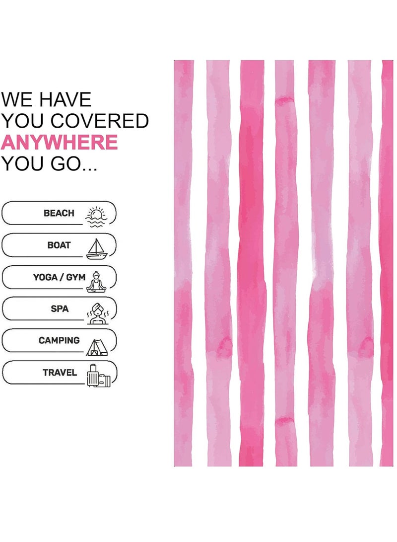 منشفة حمام رياضية شاطئية من الألياف الدقيقة: كبيرة وخفيفة الوزن للشاطئ وصالة الألعاب الرياضية وحمام السباحة، مع حقيبة من الألياف الدقيقة (وردي) - Image 2